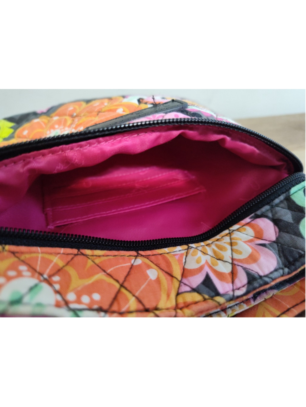 Vera Bradley Crossbody Bag and Matching Coin Purse Black Orange Floral Paisley - Picture 8 of 8